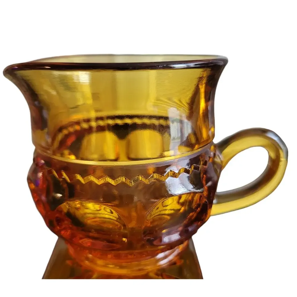 MCM Sugar Bowl and Creamer Gold Crown by Indiana Glass AKA Lancaster Colony Fall